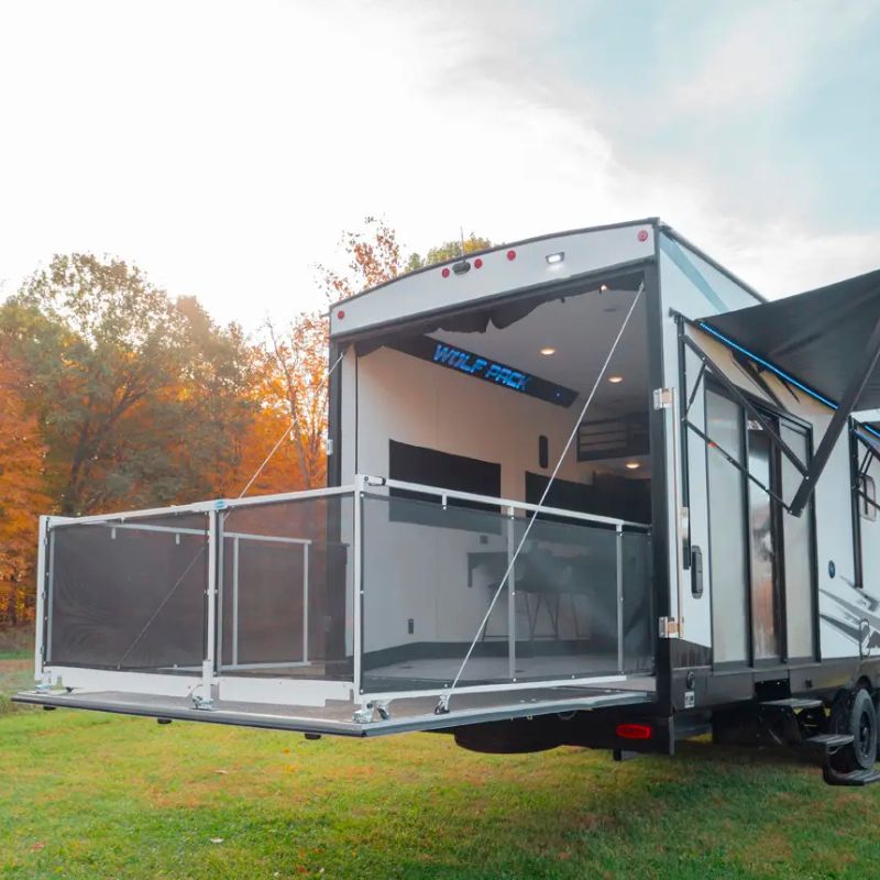 Toy haulers for sale at Labries RV, combining living space with room for ATVs, motorcycles, and gear